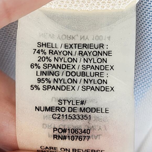 Alice + Olivia Turquoise and White Colorblock Lined Sleeveless Dress Size 8 - Picture 3 of 4